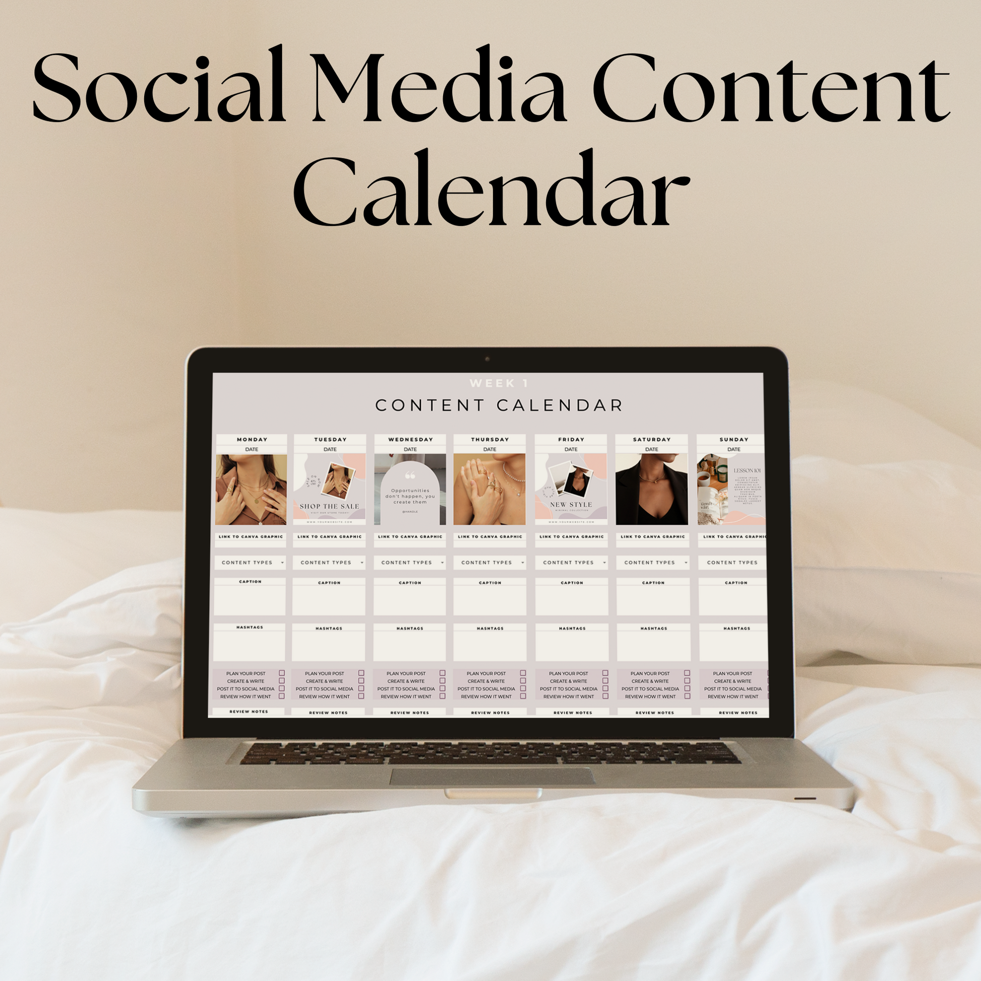 Social media content calendar google sheets template. Weekly content planner..
