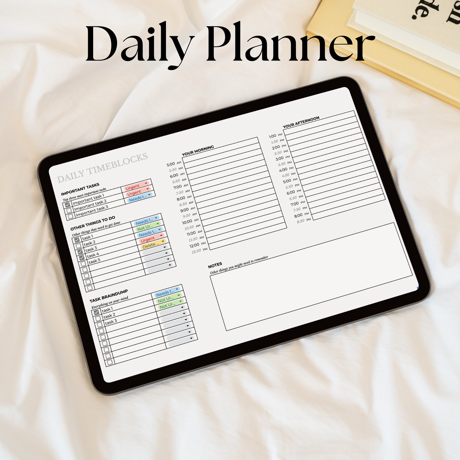 Daily time block sheet productivity tool for google sheets. daily planner