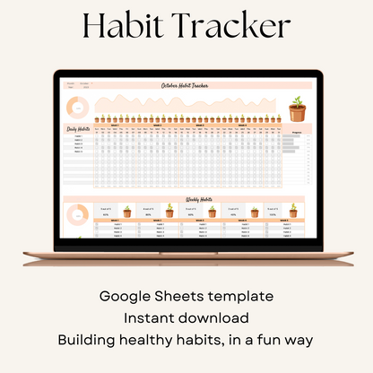 Digital habit tracker google sheets template. This simple yet beautiful spreadsheet offers a fun way to increase productivity and build positive habits.