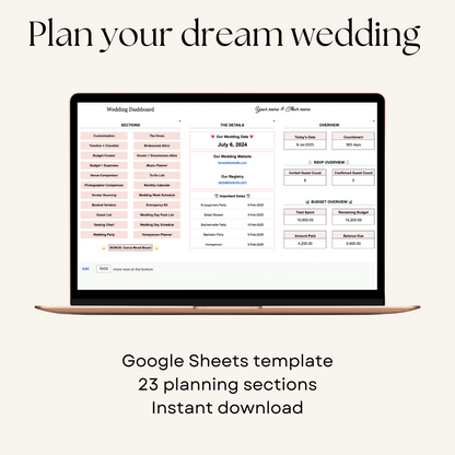 Pro digital wedding planner google sheets spreadsheet template. Where to start with planning a wedding? This planner is the key to a stress-free wedding! It includes 23 sections for guest list management, wedding budget tracking, seating charts and more.