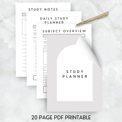 PDF printable study planner and homework / assignment tracker