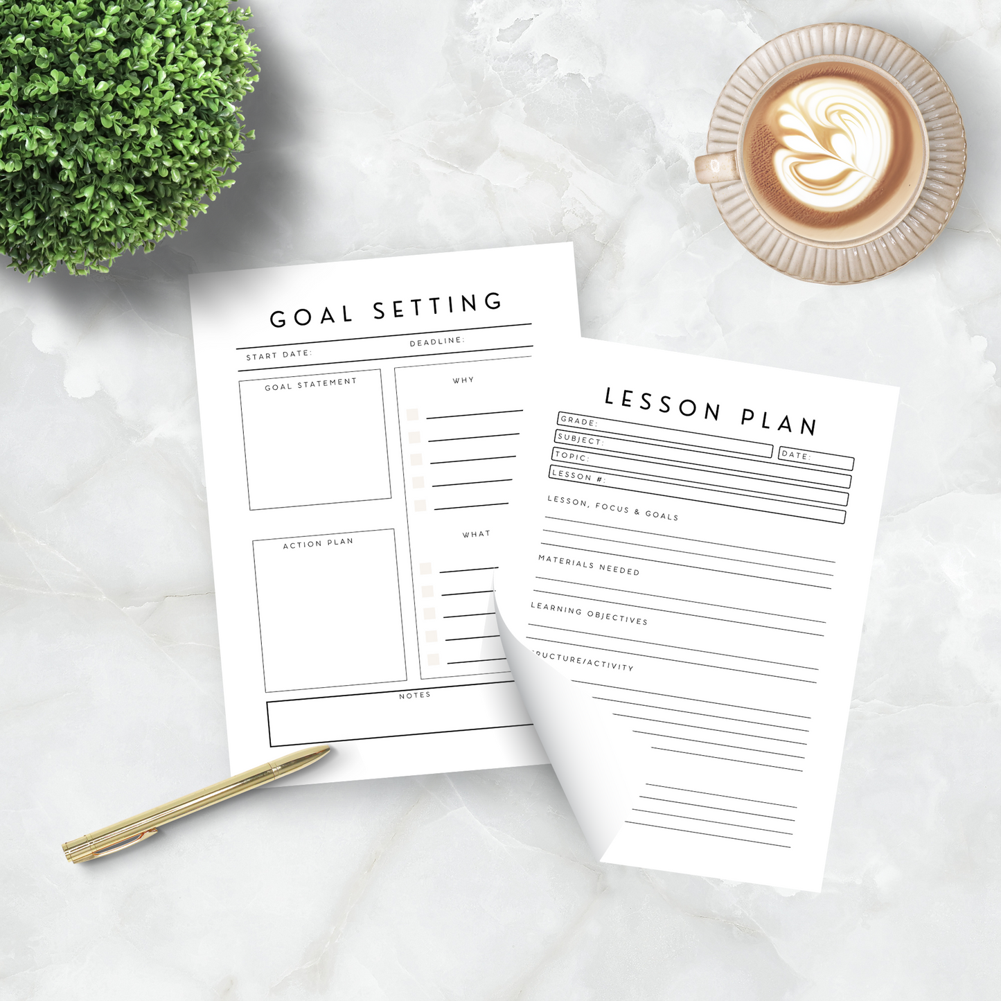 PDF printable study planner and homework / assignment tracker. goal setting and lesson plan
