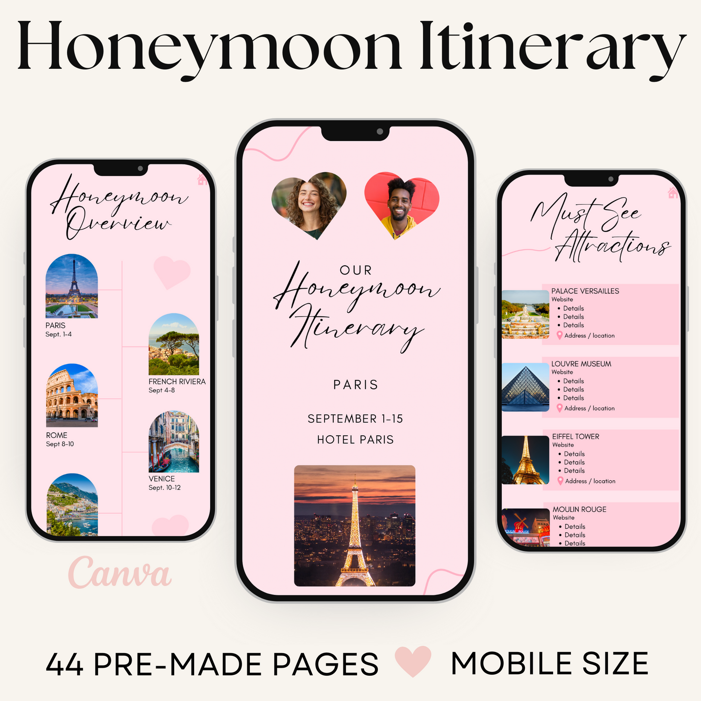 Honeymoon Itinerary Template